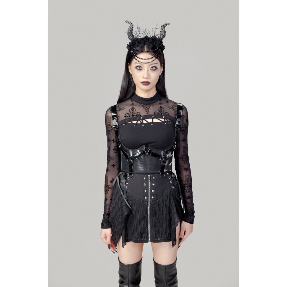 RNG - Toxic Vision Grid Underbust corset - Black